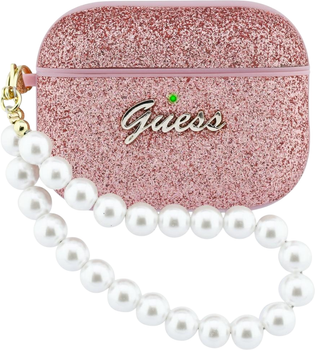 Etui Guess Glitter Pearl Strap do Apple AirPods Pro 3 Pink (GUAP3GLGPSP)