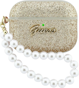 Etui Guess Glitter Pearl Strap do Apple AirPods Pro 3 Gold (GUAP3GLGPSD)