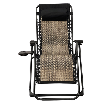 Раскладное кресло шезлонг LEOBRO Zero Gravity Premium Grey Rattan 178 x 64 x 110 см, антигравитационное, с регулировкой спинки