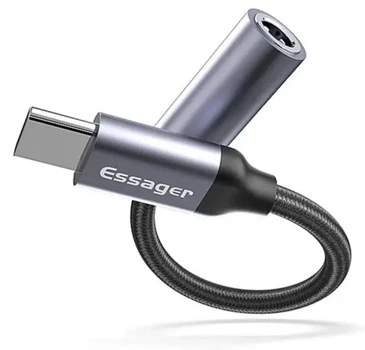 Кабель AUX Mini-jack 3.5 mm to Type-C Essager для iPhone 15/16/Plus/Pro/Pro Max Samsung Xiaomi Huawei Meizu Vivo Oppo Переходник адаптер Аукс на Тайп-С (USB-C) для наушников 3.5 мм Silver