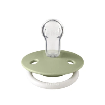Соска пустышка BIBS De Lux Silicone (круглая) 0-36 мес - Sage ночная