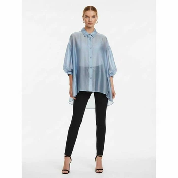 Женская блуза oversize с удлиненной спинкой Констанция KAPTSOVA MKKS250200 - Oversize 42/52, Блакитний