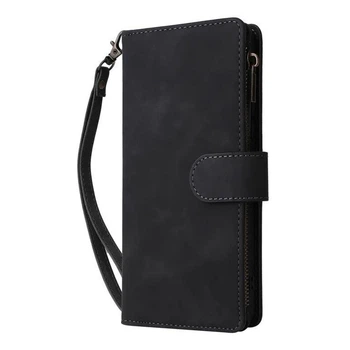 Чехол книжка Zip Wallet для Xiaomi Redmi Note 14 Pro 5g черный с ремешком на руку