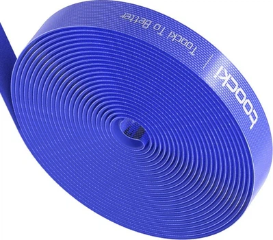 Стрічка-липучка velcro Toocki TQ-LX01 (кабель-органайзер, стяжка, хомут) 5m Blue (43686)