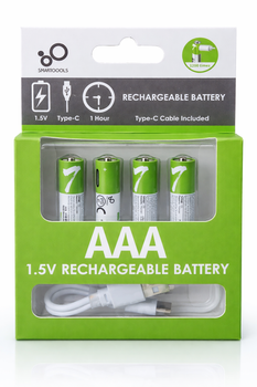 Аккумуляторные батарейки AAA - 4 штуки с разъемом USB Type-C от Smartoools на 1.5V/750mWh