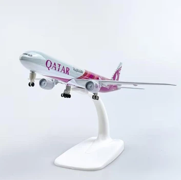 Модель самолета Boeing 777 AIR QATAR Airways 1:300, металлическая литая модель пассажирского авиалайнера 20 см