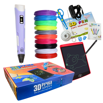 3D ручка Pen 6 с планшетом LCD дисплей PLA ABS пластик 100 м детская для рисования фиолетовый