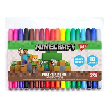 Фломастери Minecraft YES, (майнкрафт) для творчості, малювання, дитячі фломастери minecraft в школу 18шт, 18 кольорів