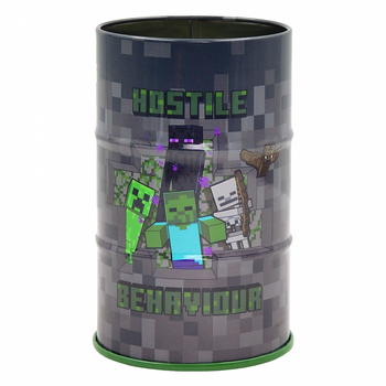 Стакан-подставка бочка YES Minecraft металл 708376 органайзер для канцелярии ручек и карандашей фломастеров