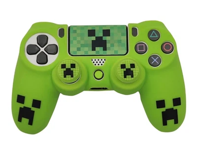 Защитный силиконовый чехол Minecraft и наклейка на тачпад для геймпада Sony DualShock (PS4) + накладки на стики
