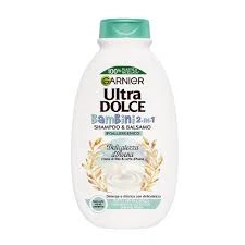Шампунь- бальзам для легкого розчісування волосся 2 in1 Garnier Ultra Dolce bambini ipoallergenico delicatezza d'Avena з вівсяним молоком та рисові вершки 250 мл (не щипає очі)
