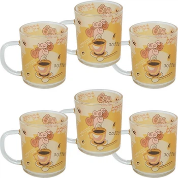 Набор чашек 6 штук 200 мл "Coffee" чашка стеклянная для чая, кофе, капучино, латте (№-71)