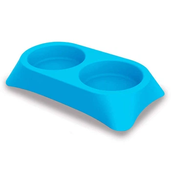 Миска двойная пластиковая для котов и собак Petmax Bowl Stella Double 2х600 мл