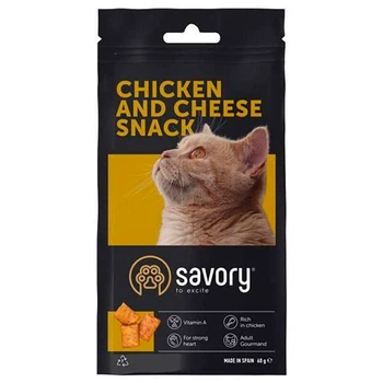 Savory Cats Snacks Pillows Gourmand with Chicken and Cheese - Хрумкі ласощі-подушечки з куркою та сиром для дорослих вибагливих котів 60 г (4820232631461)