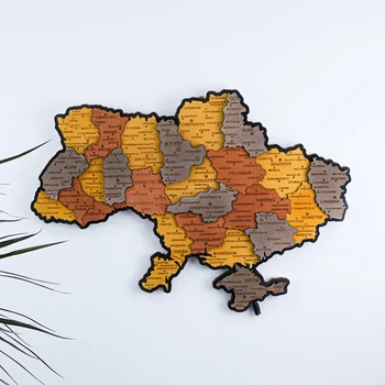 Карта України мала 3D об'ємна англійською з синьою підсвіткою (220В) (+ коробка) 55*38.5 см Гранд Презент