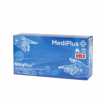 Рукавички нітрилові MediPlus NitryPlus 3,7 г Сині, розмір L, 100 шт