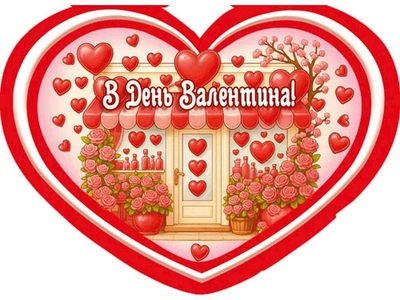 Валентинка подвійна ЕТЮД "В День Валентина" 14х10,5см 10шт/уп МСТ-048у