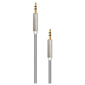 AUX кабель Walker A730, 1.0 м., 3.5 мм., Серебряный - 480584