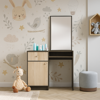 Трюмо с зеркалом Fantaziya Mebel Service Венге темный + Дуб самоа 90х44х148 см