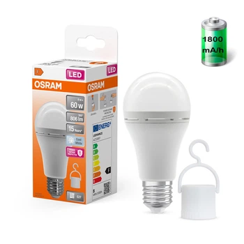 Лампа LED с аккумулятором 8W 230V 806lm 4000K E27 1800mA/h 60х122mm [4099854190131] Osram LED RECHARGEABLE