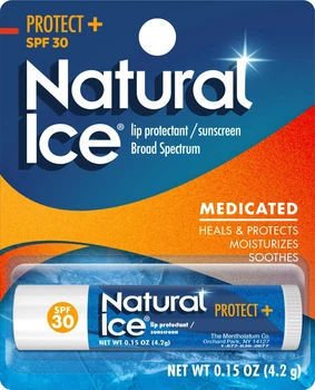 Лечебный бальзам для губ Mentholatum Natural Ice Medicated Lip Balm Protect+ SPF 30