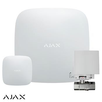 Система защиты от протечки Ajax Hub 2 (2G) White (1 датчик, 1 кран 1/2") (Hub2White/2G/1LP/1WaterStop15)