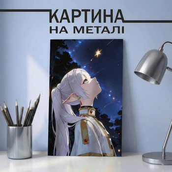 Аниме картина на металле 30х40 (А3) Провожательница Фрирен (Frieren) — с персонажем Фрирен, уникальный подарок