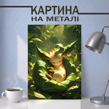 Аніме картина на металі 21х30 (А4) Покемон (Pokemon) — з покемоном Ліфеон, унікальний подарунок