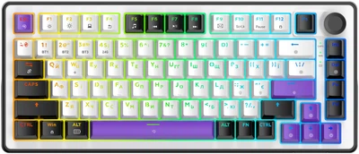 Клавиатура беспроводная Hator Hellyberry HK75 Mechanical Linear RGB Wireless/Bluetooth/USB White/Violet (HK75_wireless)