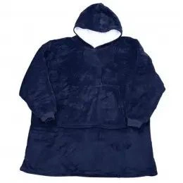 Толстовка-плед с капюшоном и большим карманом 80*100 см HUGGLE HOODIE искусственный мех, синий