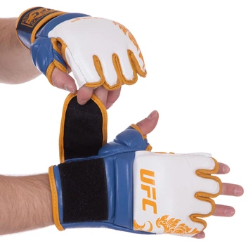 Перчатки для смешанных единоборств MMA кожаные UFC TrueThai UTT-75542 L-XL синий-белый