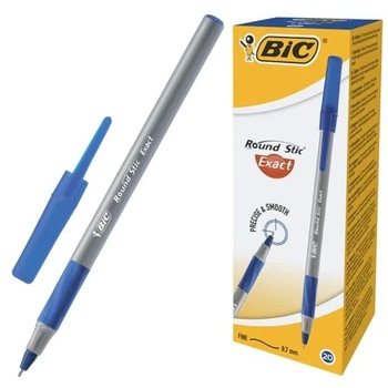 Ручка кулькова 0,5мм Раунд Стік ЕКЗАКТ синя BIC