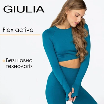 Женский кроп-лонгслив с отверстиями для пальцев Giulia FLEX LONGSLEEVE ACTIVE S/M Blue-lyons, спортивный кроп топ