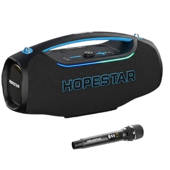 Колонка Bluetooth HOPESTAR A60 ULTRA Wireless Bluetooth Speaker 450W/TWS/IPX6/RGB/30000mAh портативна з підсвіткою + караоке мікрофон Чорний