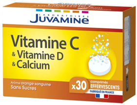 Вітамін C + Вітамін D + Кальцій Juvamine 30 шипучих таблеток (3160920651984)