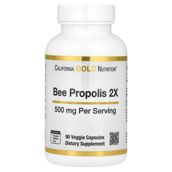 Экстракт прополиса California GOLD Nutrition "Bee Propolis 2X" 500 мг (90 растительных капсул)