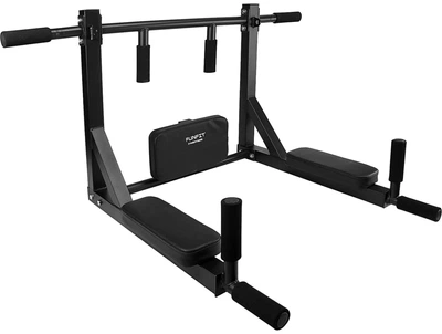 Настенный турник и брусья для подтягиваний и отжиманий FUNFIT 2в1 Домашний настенный спортивный разборной тренажер Черный