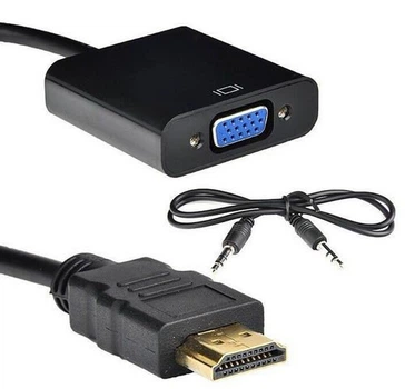 Конвертер переходник видеосигнала HDMI в VGA с 3.5 мм аудио Черный
