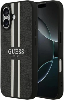 Панель Guess 4G Printed Stripes MagSafe для Apple iPhone 17 Black (3666339491369)
