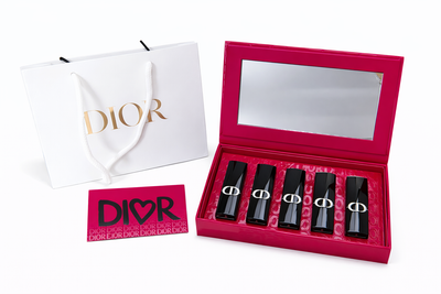 Набор минипомад для губ DIOR (Диор) Rouge Dior Valentine/Heart box 5×1,5 г (оттенки 999 Velvet, 777 Fahrenheit, 720 Icône, 772 Classic, 840 Rayonnante)