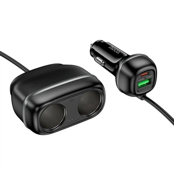 Автоадаптер-разветвитель с 2 гнездами, 1 USB и 1 Type-C Hoco Z59