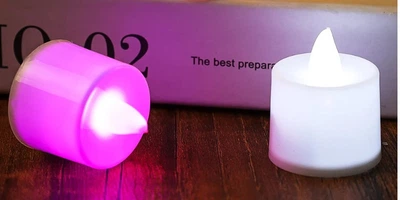 Свечи / Светодиодные электронные LED / без огня Холодные / на батарейках / пластик розовые