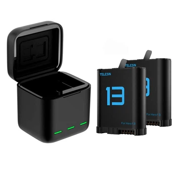 Комплект TELESIN для GoPro HERO 13 Black – два аккумулятора S0-BTR-06-TGP и автоматическое зарядное устройство USB-C (79725)