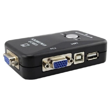 KVM свич 2 порта VGA + USB, переключатель для управления двумя компьютерами
