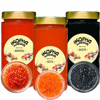 Икра сет из трёх банок форели кеты осётра 1,5 кг Ікорна лавка