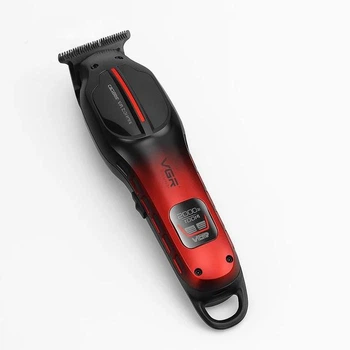 Тример для стрижки VGR V-226 Червоний 9000 RPM з LED-дисплеєм 3 насадки