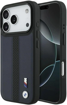 Etui BMW M Perforated Stripe Logo MagSafe do Apple iPhone 17 Pro Max Navy Blue (3666339481834)