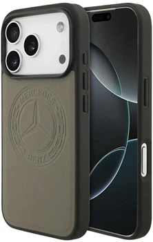 Панель Mercedes Leather Vintage Logo MagSafe для iPhone 17 Pro Beige (3666339508111)