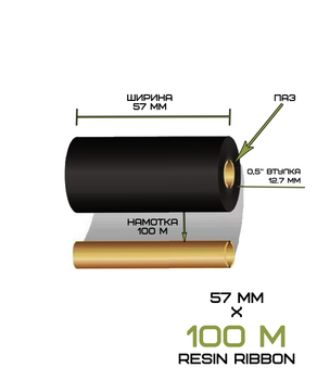 Ріббон Resin 57мм/100м (втулка 57мм)