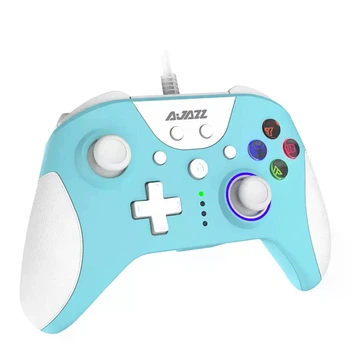 Геймпад бездротовий (Bluetooth) з подвійною вібрацією, RGB Ajazz AG110 White Blue (AG110WB)